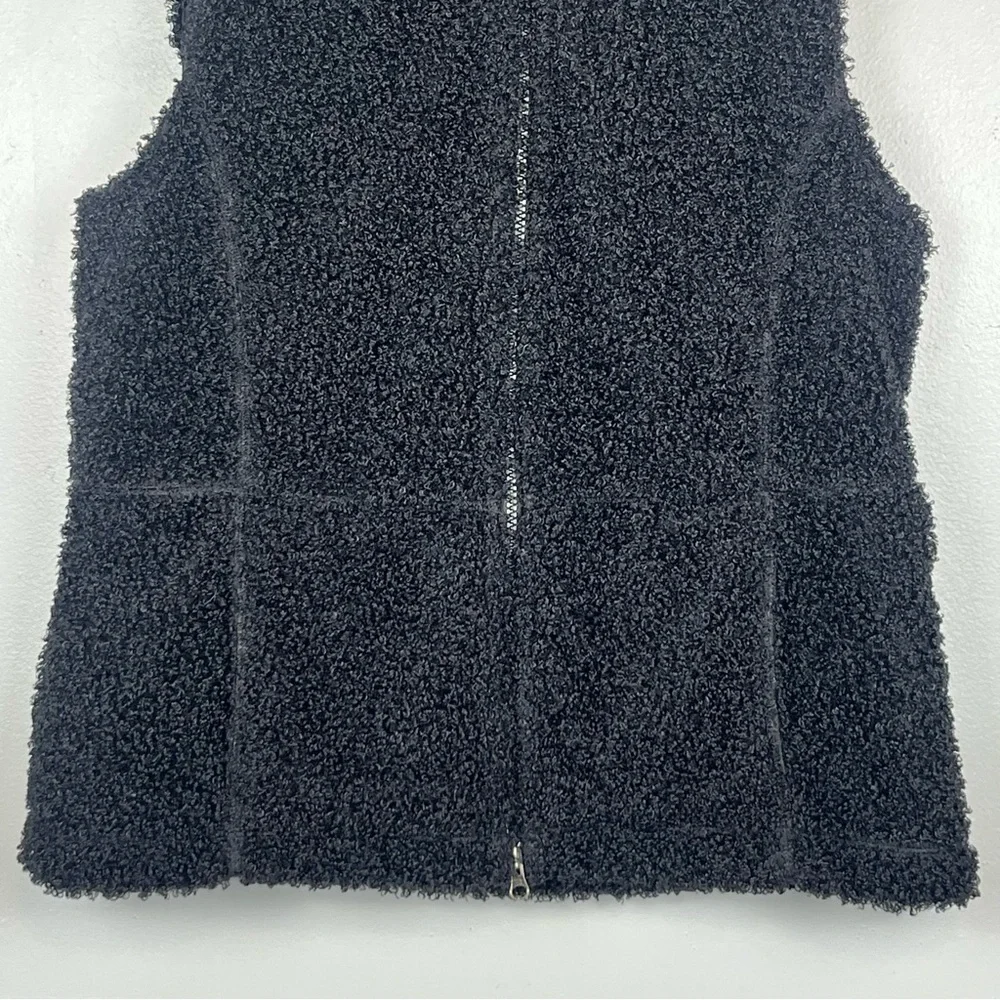 J.Jill black full zip teddy fleece hooded vest, medium.